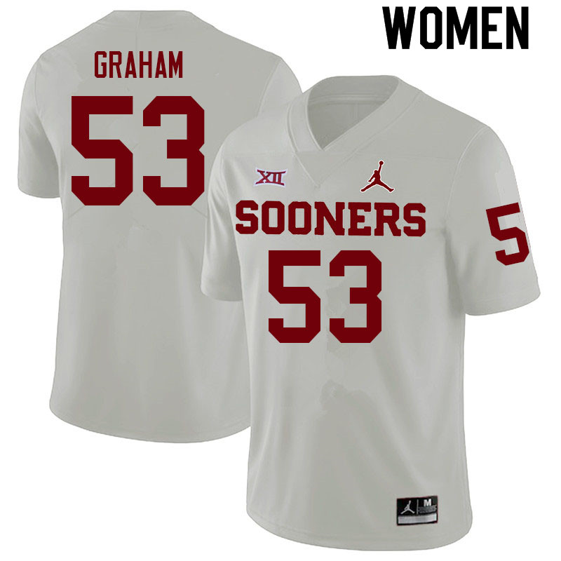 Women #53 Darius Graham Oklahoma Sooners College Football Jerseys Sale-White - Click Image to Close